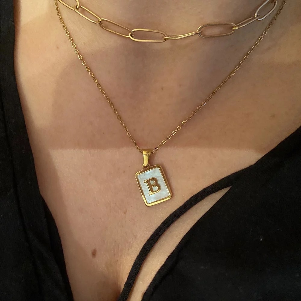 Alphabet Necklace _ Rectangle Shape